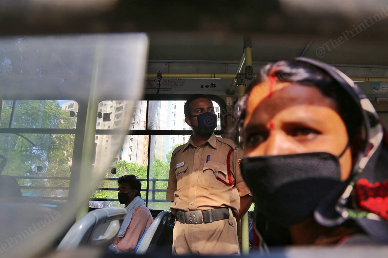 Police was stationed inside the buses as well | Photo: Manisha Mondal | ThePrint