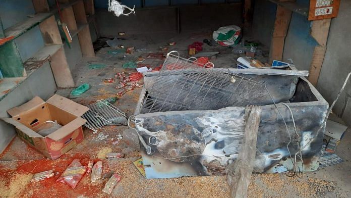 A smashed refrigerator and damaged items at a shop in Nasrullah Pora village in Budgam, Jammu and Kashmir, Thursday | Photo: Azaan Javaid | ThePrint A smashed refrigerator and damaged items at a shop in Nasrullah Pora village in Budgam, Jammu and Kashmir, Thursday | Photo: Azaan Javaid | ThePrint