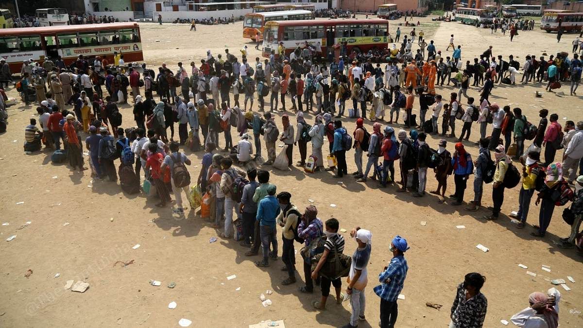 Queues at Ramila Maidan, which later descended into chaos | Photo: Suraj Singh Bisht | ThePrint