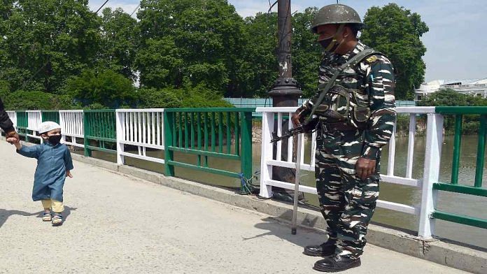 A CRPF trooper on patrol in Kashmir Wednesday | Representational image | ThePrint