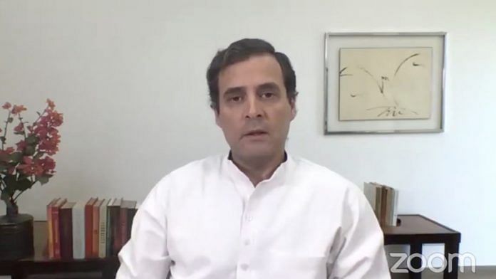 Congress leader Rahul Gandhi speaks online | Photo: @INCIndia | Twitter