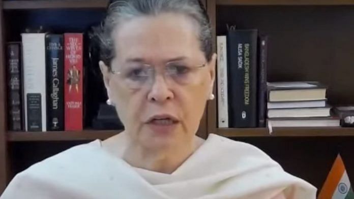 Congress interim president Sonia Gandhi, in a video message, said crores of jobs were lost due to the lockdown | YouTube