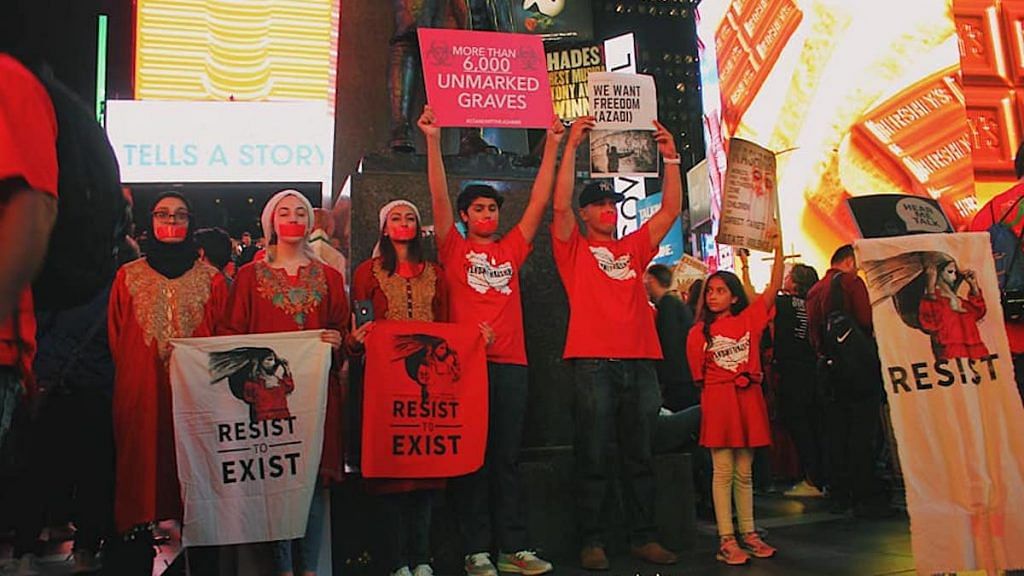 File photo |A protest by Stand With Kashmir in Times Square, New York | Facebook/StandWithKashmir