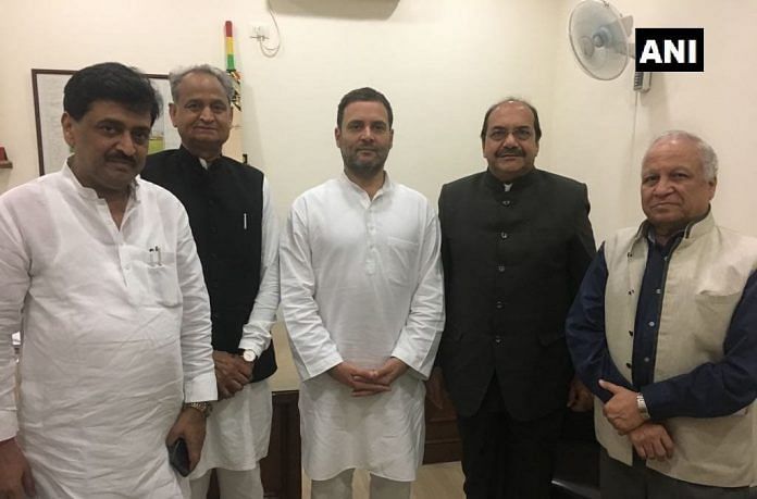 File photo of Justice Abhay Thipsay (fourth from left) with former Congress president Rahul Gandhi & other senior party leaders | ANI