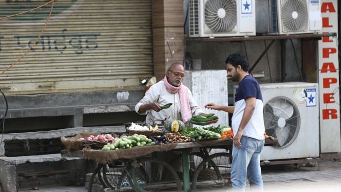 A vegetable vendor in New Delhi