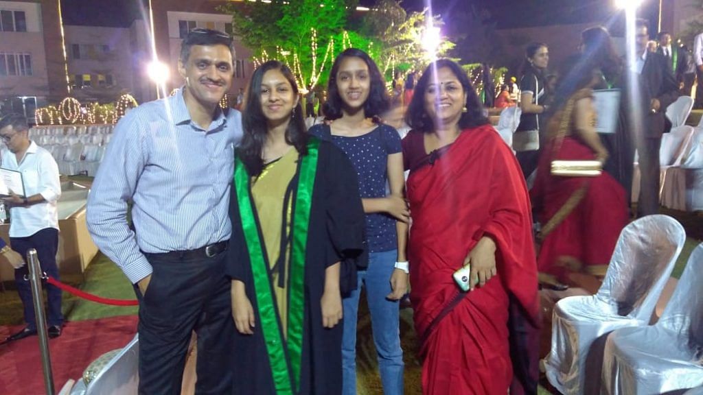 Ravi Venkatesham with his daughter Megha (beside him) during her school graduation last year | By special arrangement.