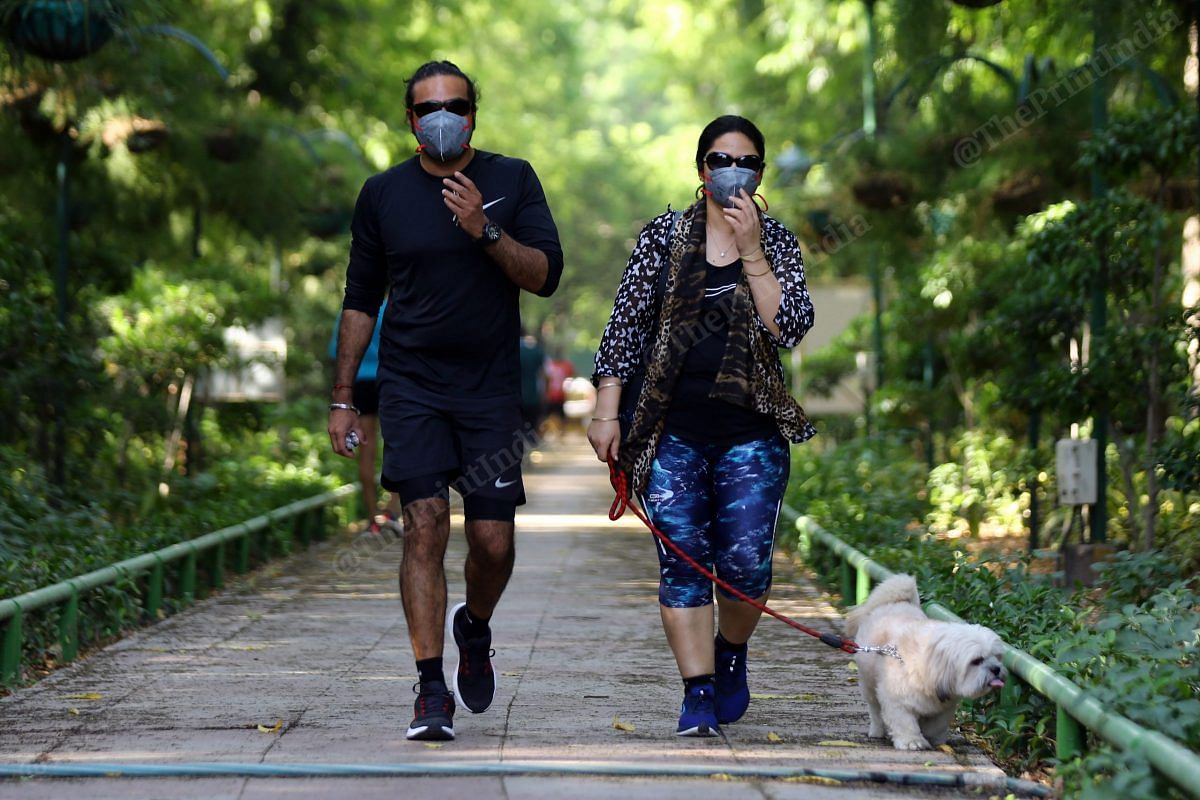 Mask and hand sanitisers were the new normal in the park | Photo: SUraj Singh Bisht | ThePrint