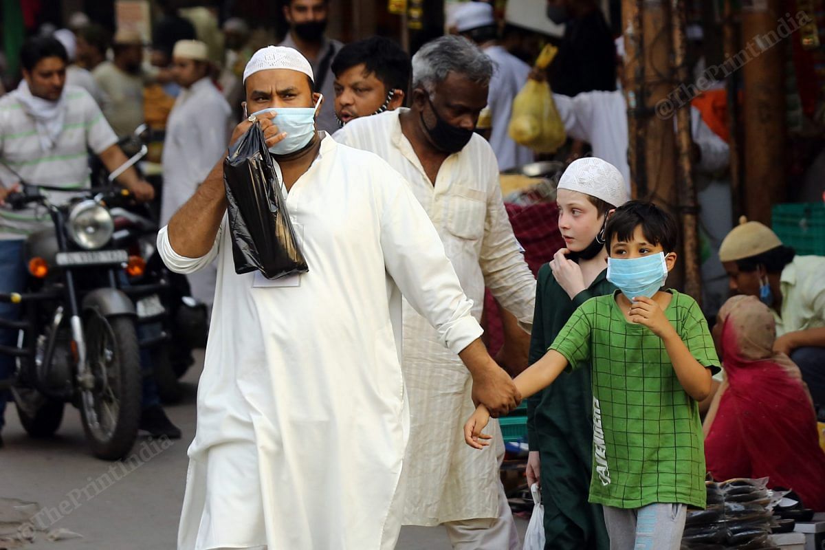 Everyone on the streets were seen wearing masks | Photo: Suraj Singh Bisht | ThePrint