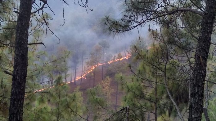 File photo of a forest fire in Chir Pine forests in Almora district of Uttarakhand, | Photo: Commons
