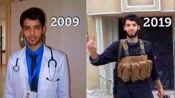 The viral, fake photo claiming the doctor and the terrorist are the same. | Twitter