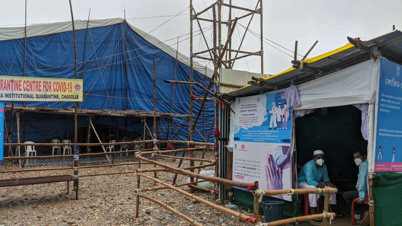 A mass quarantine centre has been setup just across the swab collecting facility. The returnees coming to Assam's Dhubri district through the West Bengal border are quarantined here for seven days. | Photo: Yimkumla Longkumer | ThePrint