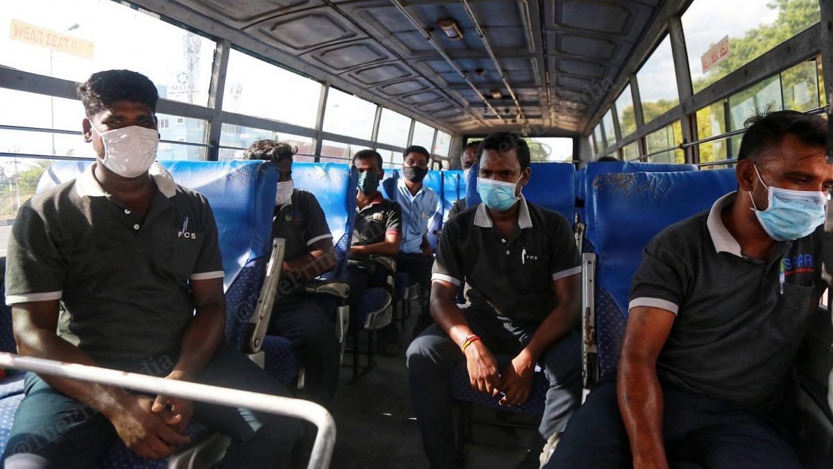 Each Hyundai bus has nearly 24 workers | Photo: Manisha Mondal | ThePrint 