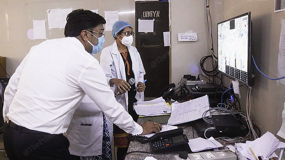 Dr Prashant Gupta, superintendent of the SN Medical College Covid facility, with his colleagues | Photo: Praveen Jain | ThePrint
