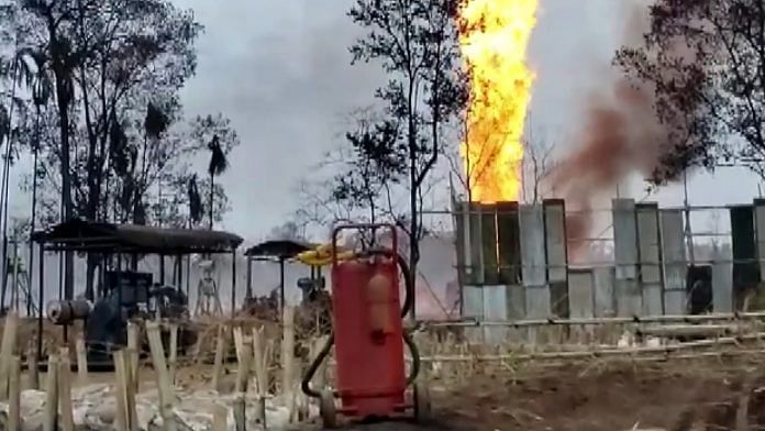 Fire flames continue to erupt from the gas well of Oil India Ltd at Baghjan in Tinsukia district