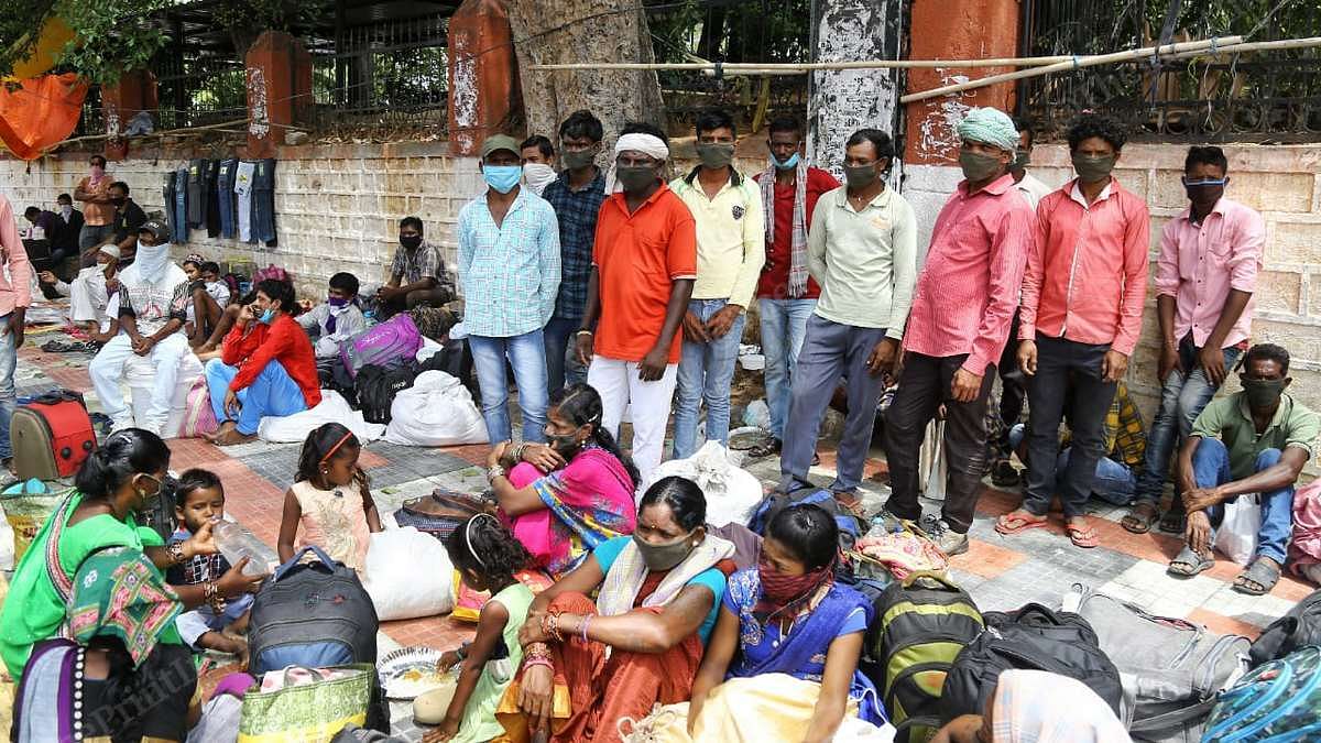 A large chunk of the migrant workers waiting for trains outside Secunderabad railway station are brick kiln workers from Odisha | Photo: Suraj Singh Bisht | ThePrint