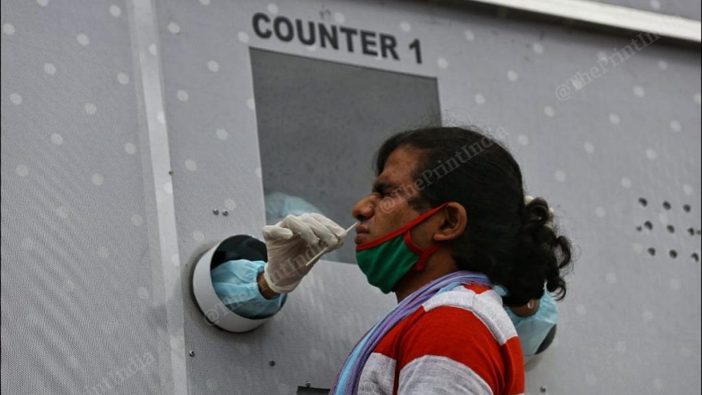 A Vijayawada resident is tested at one of the mobile testing facilities |Photo: Suraj Singh Bisht | ThePrint