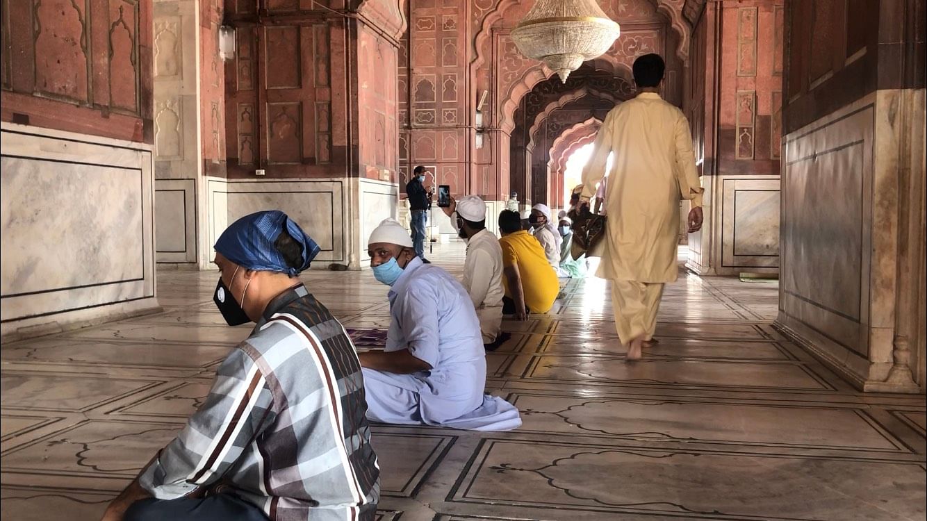 People offering namaz at Jama Masjid in Old Delhi