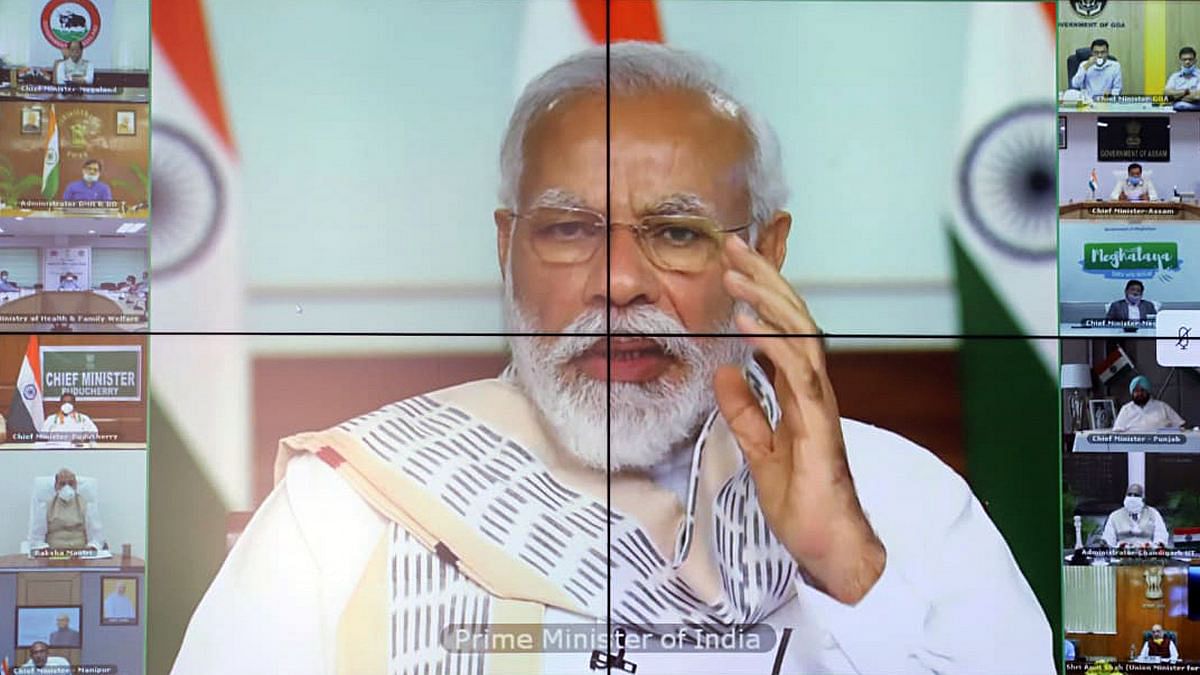 Prime Minister Narendra Modi addresses chief ministers and administrators of 21 states and union territories Tuesday | Photo: ANI Prime Minister Narendra Modi addresses chief ministers and administrators of 21 states and union territories Tuesday | Photo: ANI