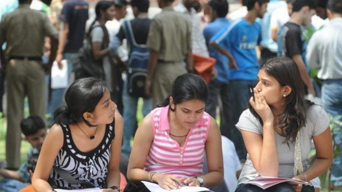 Students fill out applications for Delhi University | File Photo | du.ac.in