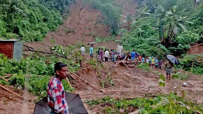 A landslide occurred at Karimganj leading to the death of six people in Assam on Tuesday | ANI Photo