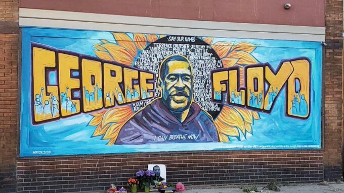 A mural in honour of George Floyd in Minneapolis, USA | @iamJustinBailey | Twitter