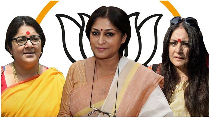 (L to R) BJP leaders Locket Chatterjee, Roopa Ganguly and Agnimitra Paul | ThePrint Team