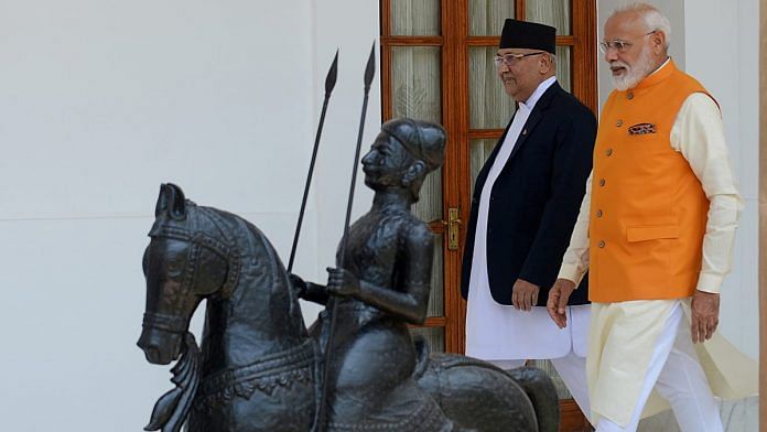 A file photo of Prime Minister Narendra Modi with his Nepalese counterpart K.P. Sharma Oli in New Delhi. | Photo: ANI/R. Raveendran