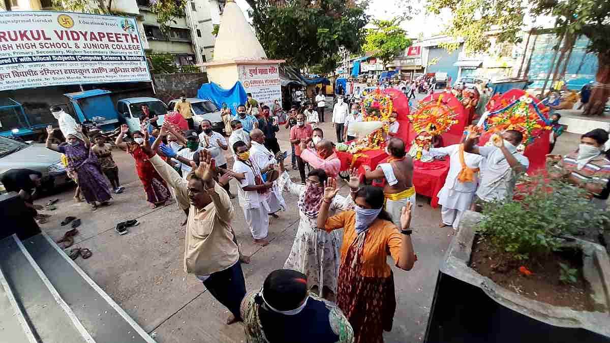 Devotees at the Rath Yatra festival in Thane Tuesday | Representational image | ANI Devotees at the Rath Yatra festival in Thane Tuesday | Representational image | ANI