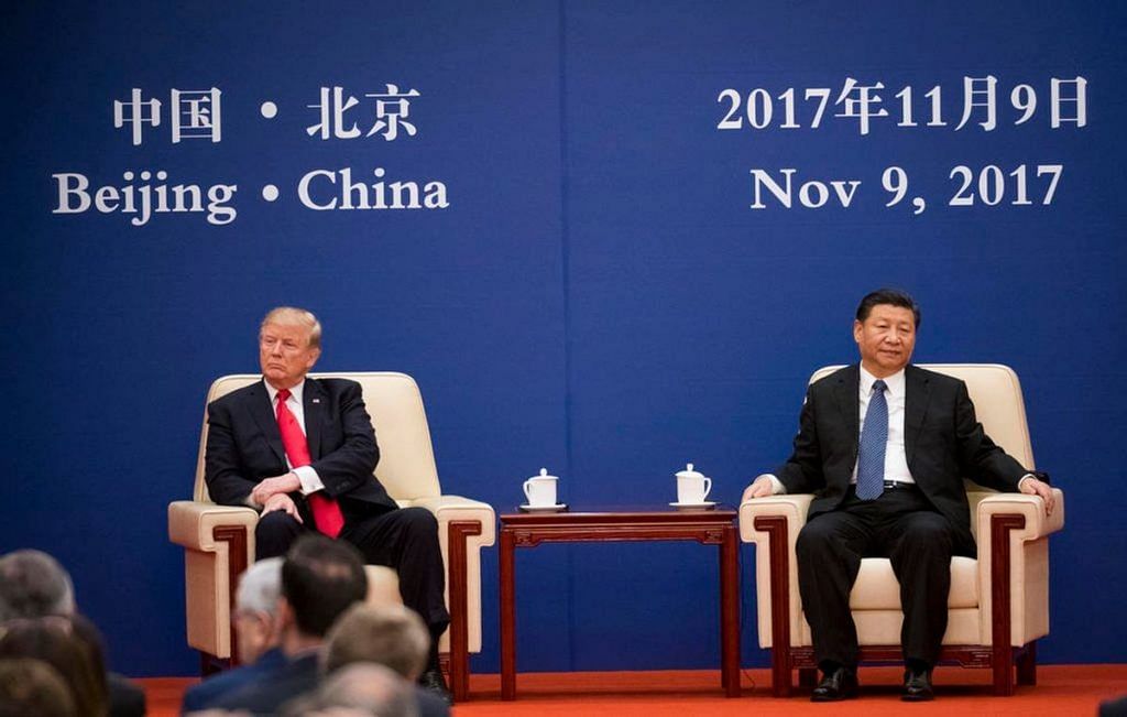 US President Donald Trump with China's President Xi Jinping in Beijing, 9 November 2017. | Colin G/Twitter