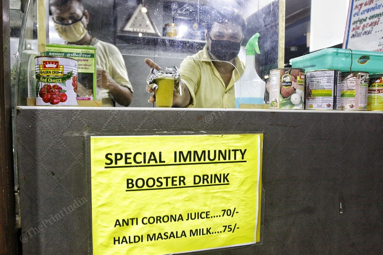 A shop in Navrangpura sells immunity booster drinks | Photo: Praveen Jain | ThePrint