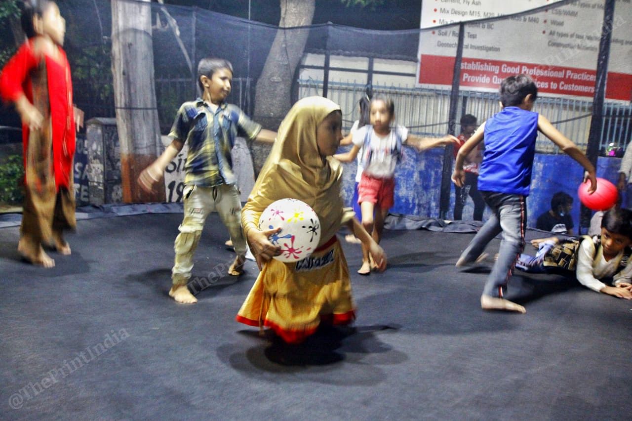 Kids play inside the play area in Law Garden | Photo: Praveen Jain | ThePrint