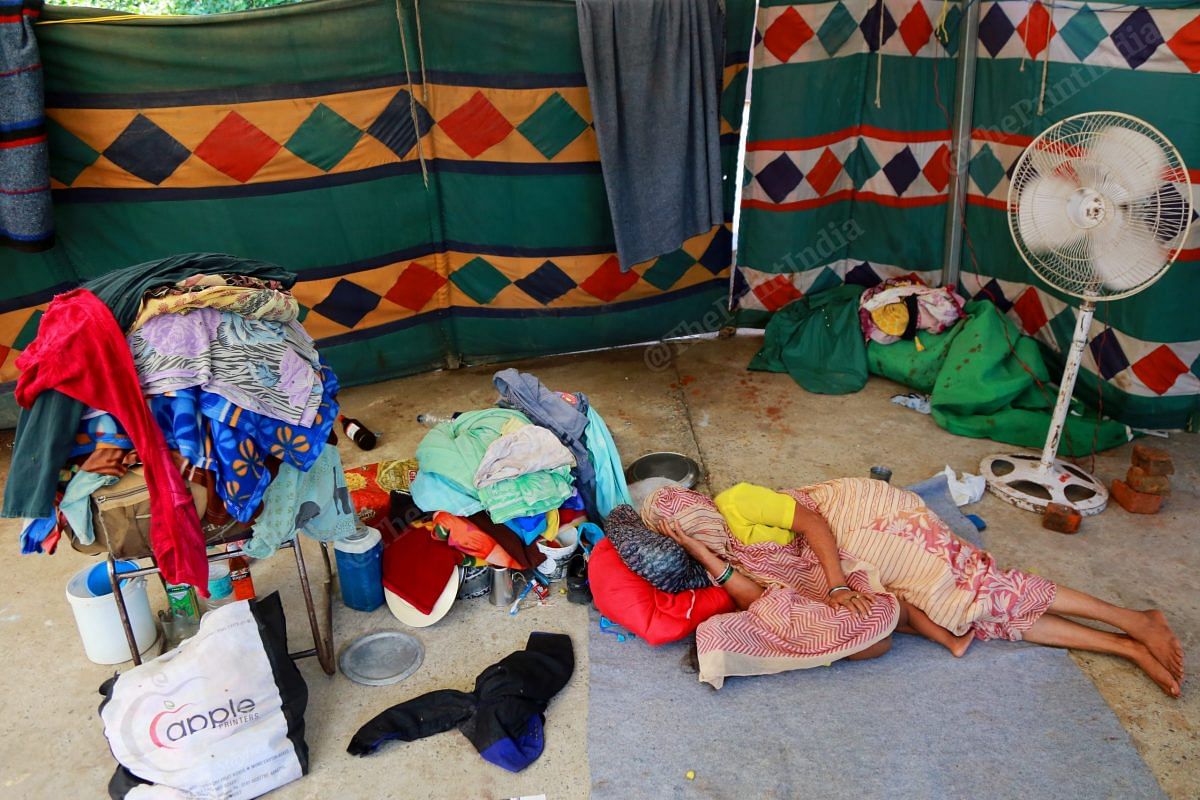 Families have shifted to the nearby tents, there are currently 12 families staying there | Photo: Manisha Mondal | ThePrint