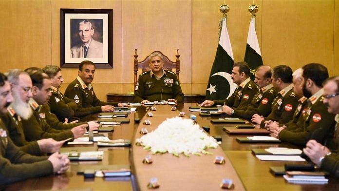 File photo of Pakistan Army chief General Qamar Javed Bajwa with the military brass | Twitter | @OfficialDGISPR