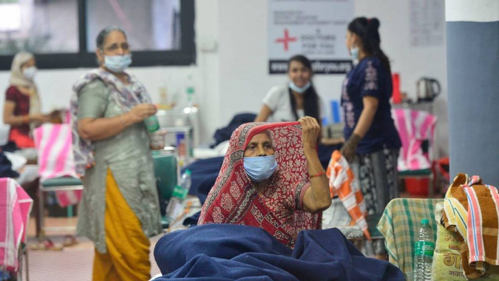 Recovered patients at CWG Village Covid care centre, during Unlock 2.0, near Akshardham in New Delhi, on 23 July 2020 | Kamal Kishore | PTI