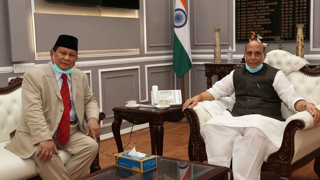 Defence Minister of Republic of Indonesia, General Prabowo Subianto with Rajnath Singh | Twitter