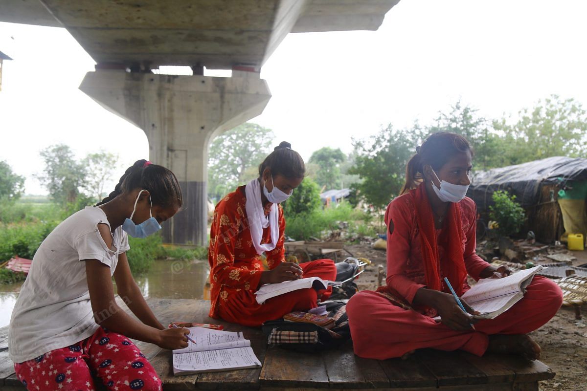 A group of underpriviledged class 10th students who dont have access to internet Photo | Suraj Singh Bisht | ThePrint |