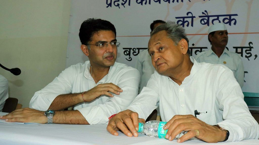 Rajasthan Deputy CM Sachin Pilot (left) and CM Ashok Gehlot | File photo: ANI