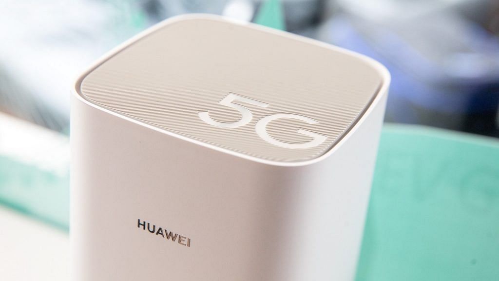 File photo of a Huawei 5G router on display in London