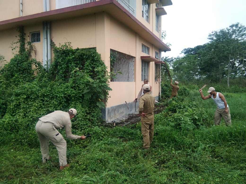Restoration work by the Nagaland Police during the initial days included clearing the wild vegetation that had grown on the building | By special arrangement