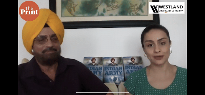 Lt Gen Panag and his daughter Gul Panag at the launch of his book, The Indian Army, Reminiscences, Reforms and Romance, on ThePrint's e-venue Soft Cover | ThePrint.