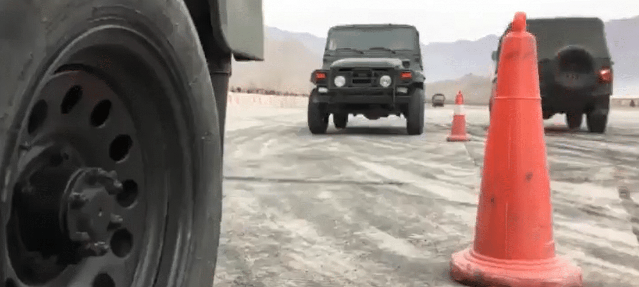 Screenshot (80) A video of Chinese PLA soldiers performing stunts in cars and military trucks has gone viral | Screengrab via Twitter