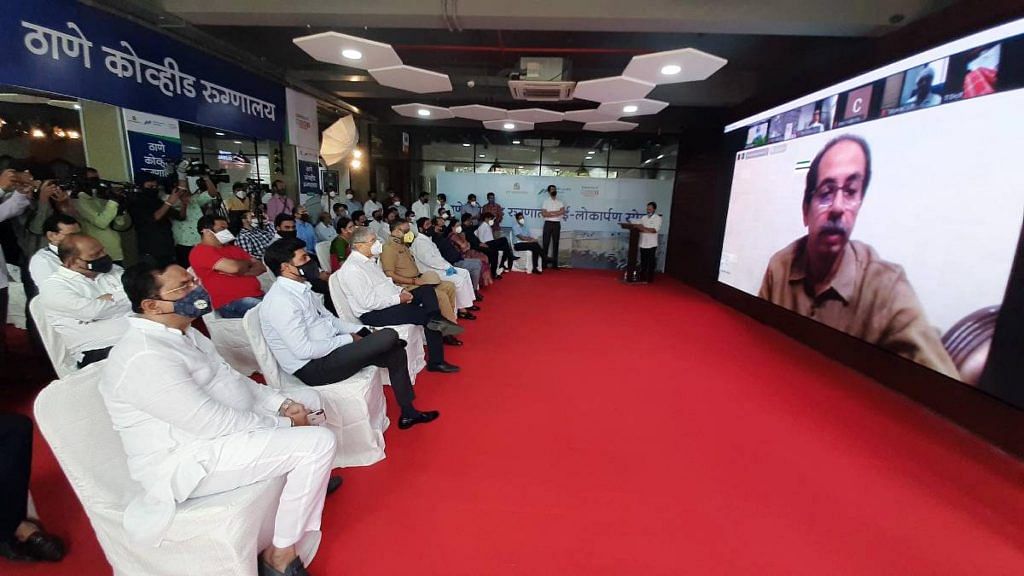 Maharashtra Chief Minister Uddhav Thackeray inaugurates a 1,000-bed Covid-19 hospital via video conference in Thane on in June 2020 | ANI