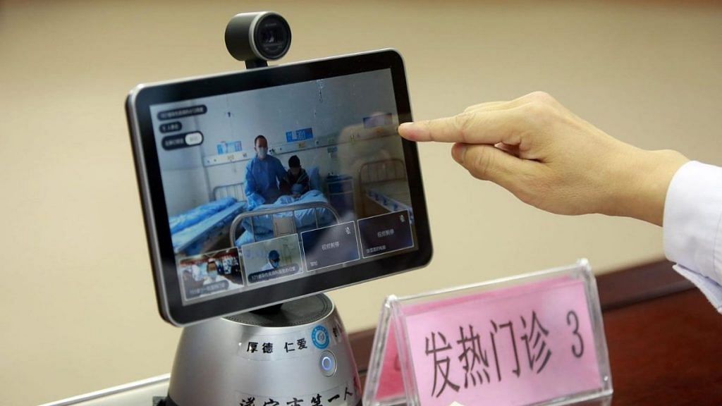 Doctor holds the consultationare for patients on telemedicine platforms on 16th February, 2020 in Suining,Sichuan,China | TPG/Getty images via Bloomberg