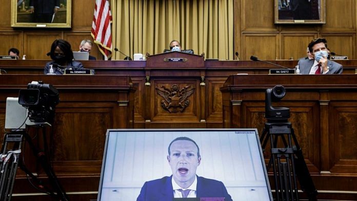 Mark Zuckerberg, chief executive officer and founder of Facebook Inc., speaks via videoconference during a House Judiciary Subcommittee hearing in Washington, D.C., US, on Wednesday, July 29, 2020 | Graeme Jennings | Washington Examiner | Bloomberg