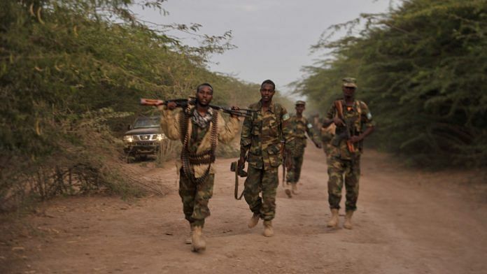 Somali National Army soldiers walk towards Qoryooley, Somalia | Representational Image | Wiki Commons
