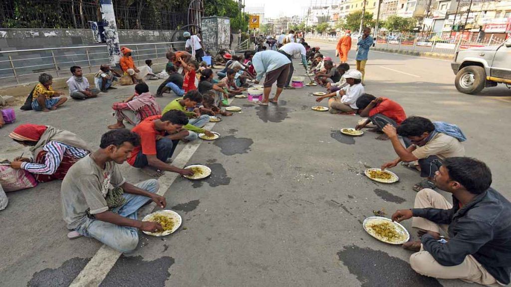 Volunteers serve food to the needy in Patna during the Covid-19 lockdown in May | Representational image | ANI