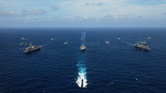 File photo of ships during the Malabar naval exercise