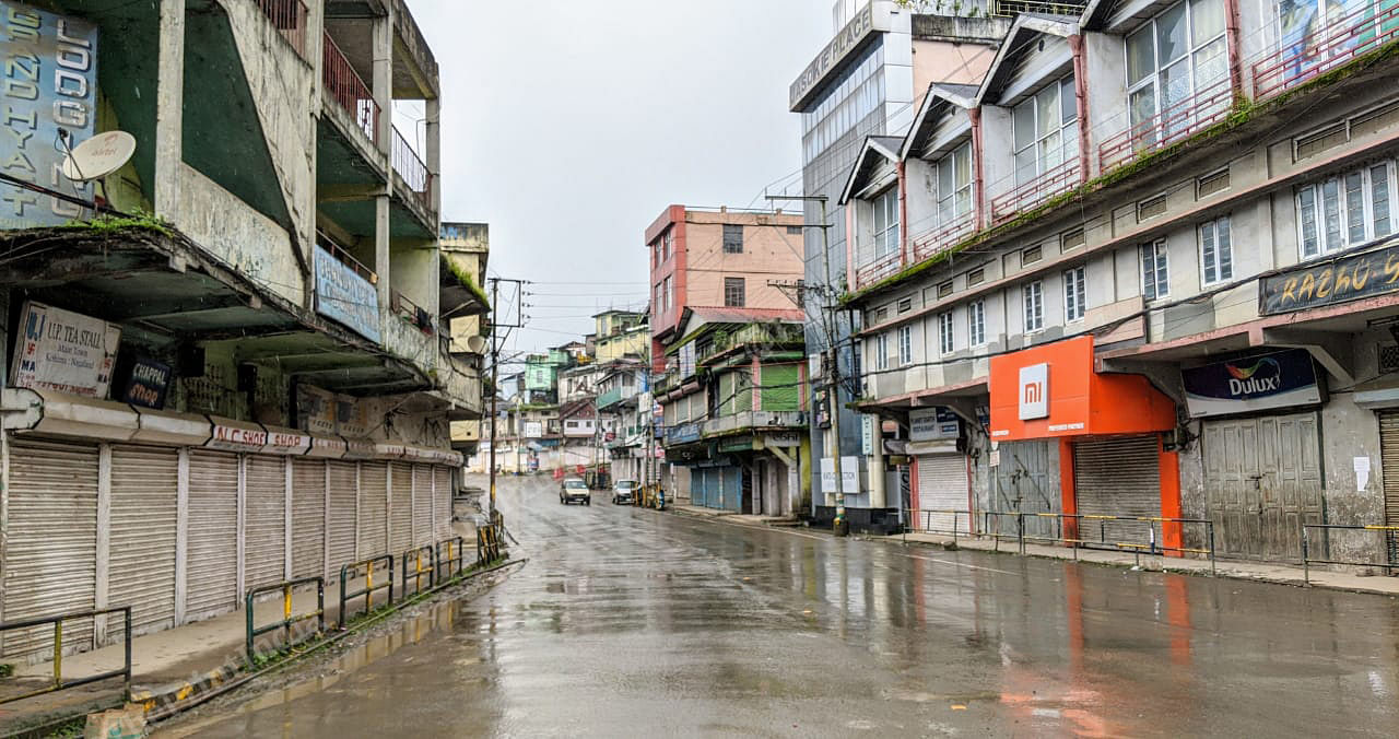 Empty streets and lowered shutters were seen in every corners of the Kohima Town | Photo: Yimkumla Longkumer | ThePrint