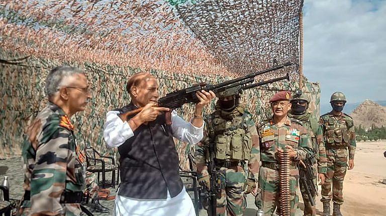 Scoping guns, witnessing tanks maneuvering — Rajnath Singh reviews security in Leh