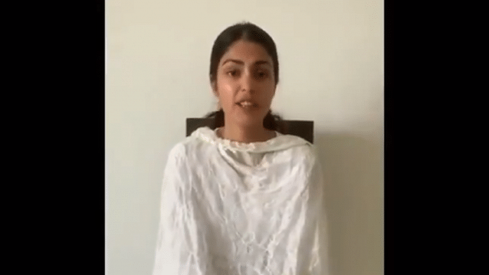 Rhea Chakraborty in her video statement | Twitter